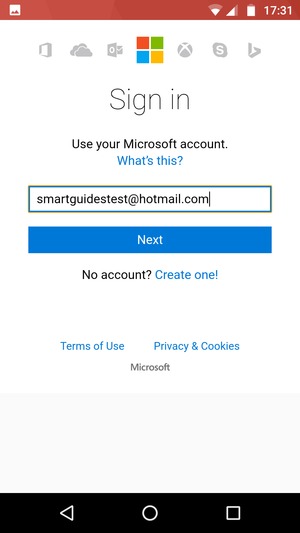 Enter your Hotmail address and select Next
