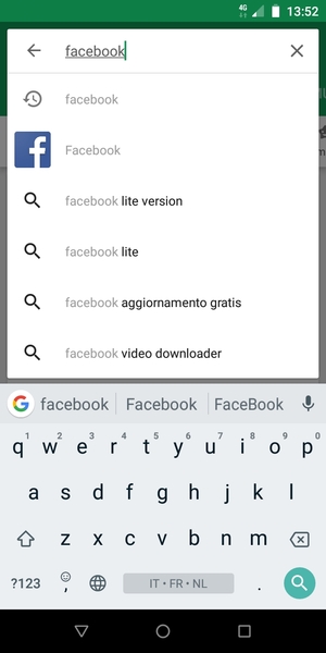 Inserisci il nome dell'app e seleziona Cerca