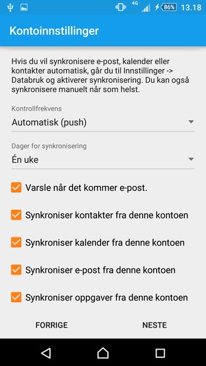 Velg NESTE
