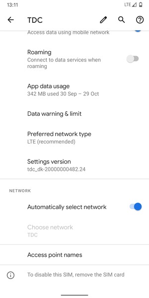 Turn off Automatically select network