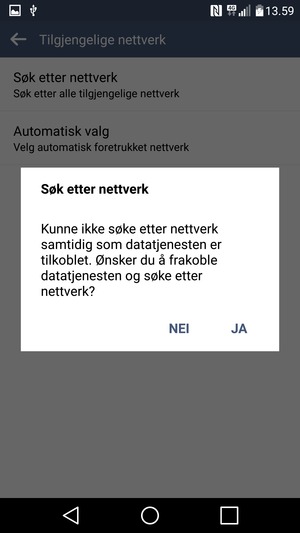 Velg JA