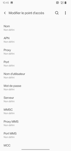 Saisissez les informations Internet
