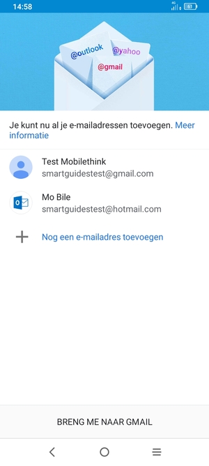 Selecteer BRENG ME NAAR GMAIL