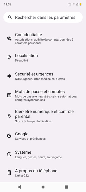 Faites défiler et sélectionnez Système