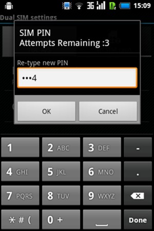 Confirm your new SIM PIN and select OK