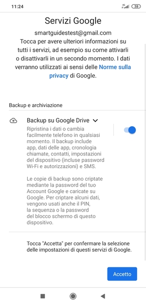 Seleziona Accetto