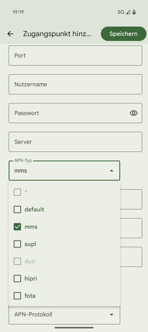 Aktivieren Sie das Kontrollkästchen mms