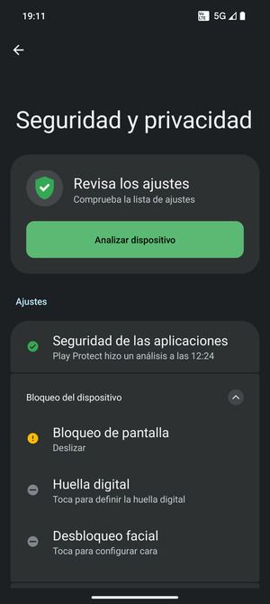 Seleccione Bloqueo de pantalla