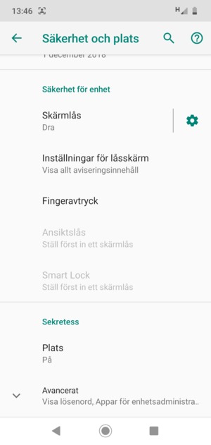 Scrolla till och välj Avancerat