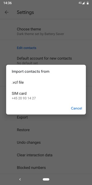 Select SIM card
