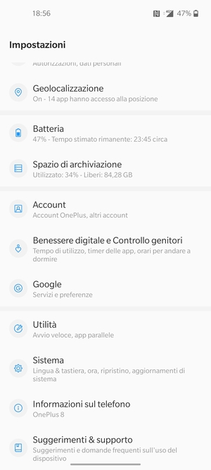 Scorri e seleziona Sistema