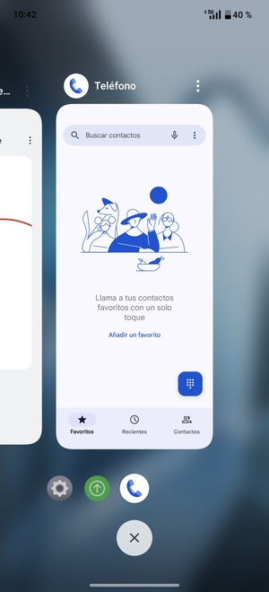 Seleccione el icono Eliminar para cerrar todas las aplicaciones en ejecución