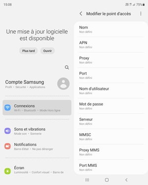 Saisissez les informations Internet