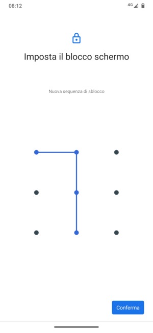 Disegna nuovamente la sequenza di sblocco e seleziona Conferma