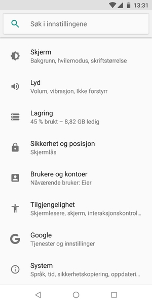 Bla til og velg Sikkerhet og posisjon