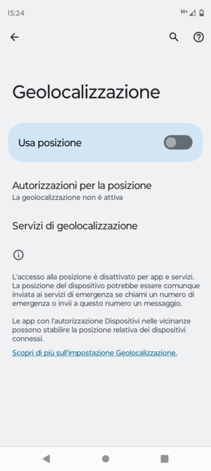 Disattiva Usa posizione
