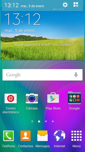 Deslice hacia abajo el menú superior