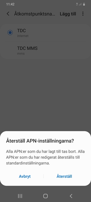 Välj Återställ