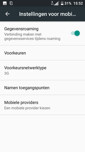 Schakel Gegevensroaming in of uit