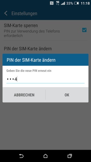 Bestätigen Sie Ihre neue PIN der SIM-Karte und wählen Sie OK
