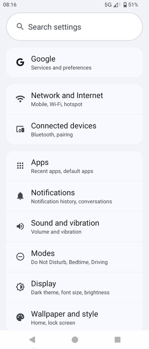 Select Network and Internet