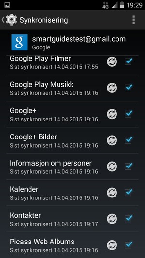Din informasjon blir synkronisert