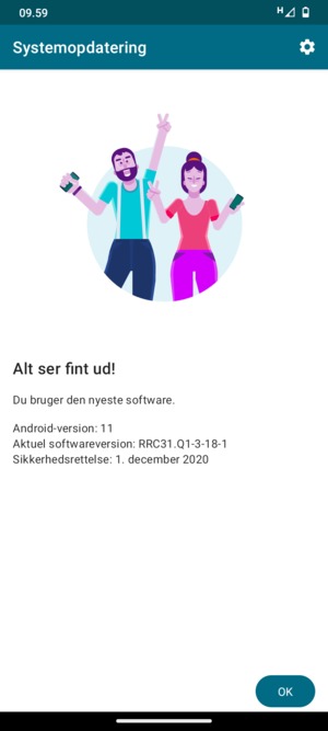 Hvis din telefon er opdateret, vælg OK