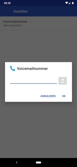 Voer het Voicemailnummer in en selecteer OK