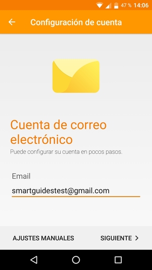 Introduzca su dirección de correo electrónico de Gmail o Hotmail y seleccione SIGUIENTE