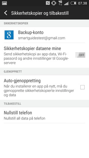 Slå på Sikkerhetskopier dataene mine