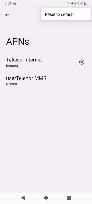 Select Reset to default