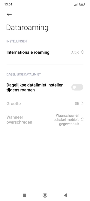 Selecteer Internationale roaming