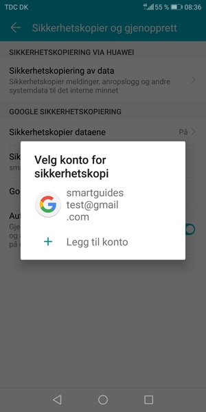 Velg sikkerhetskopi-kontoen din