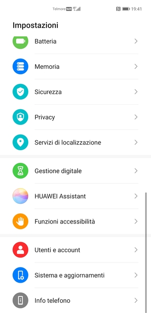 Scorri e seleziona Sicurezza