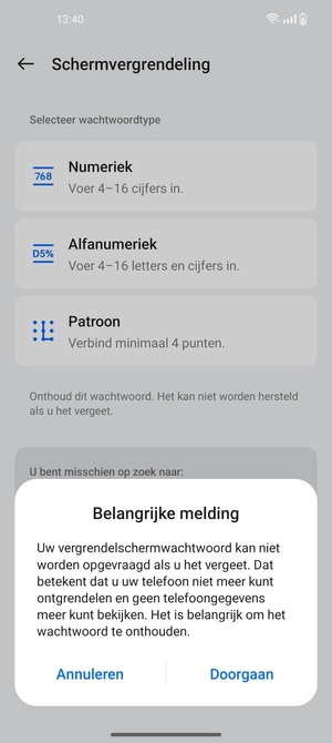 Selecteer Doorgaan