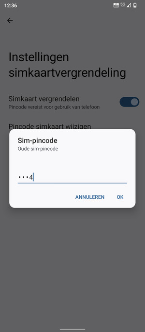 Voer Oude sim-pincode in en selecteer OK