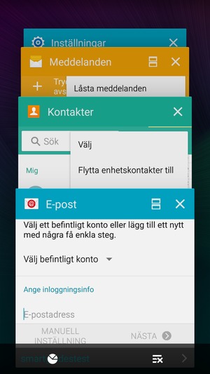 Tryck på ikonen Radera för att stänga alla appar som körs