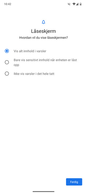 Velg ønsket alternativ og velg Ferdig