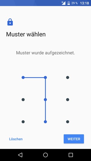 Zeichnen Sie ein Entsperrmuster und wählen Sie WEITER