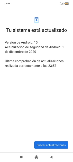 Si su teléfono está actualizado, verá la siguiente pantalla
