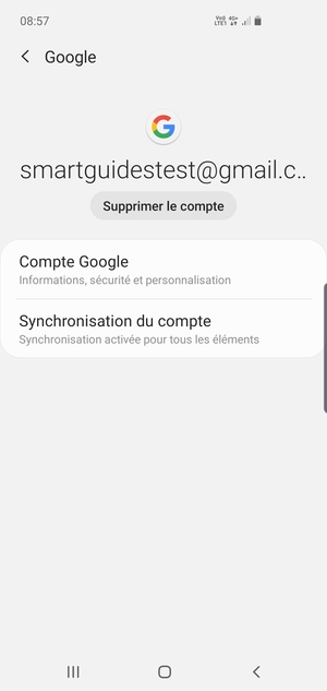 Sélectionnez Synchronisation du compte