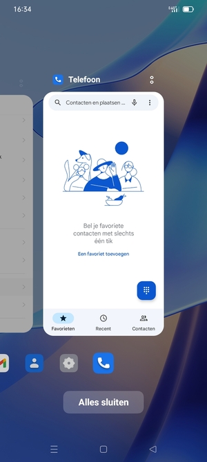 Selecteer Alles sluiten om alle actieve apps te sluiten