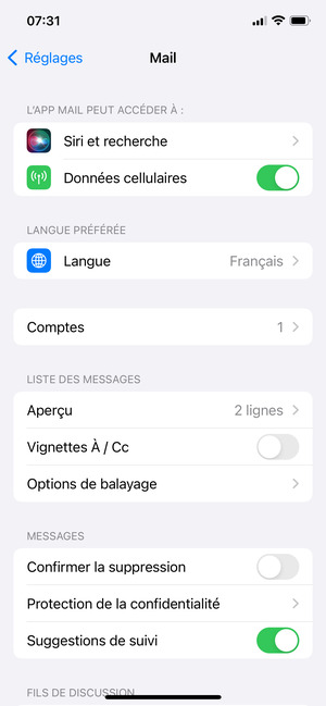 Sélectioneez Comptes