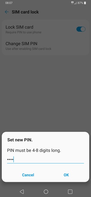 Enter your New SIM PIN and select OK