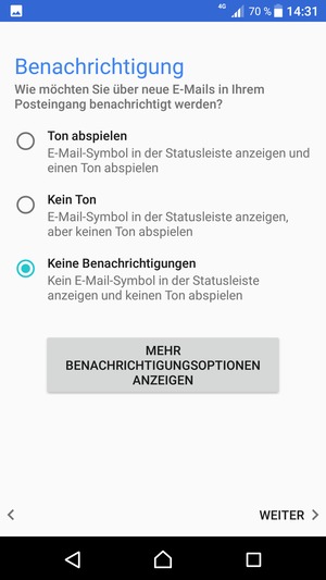 Wählen Sie die gewünschte Option und wählen Sie WEITER