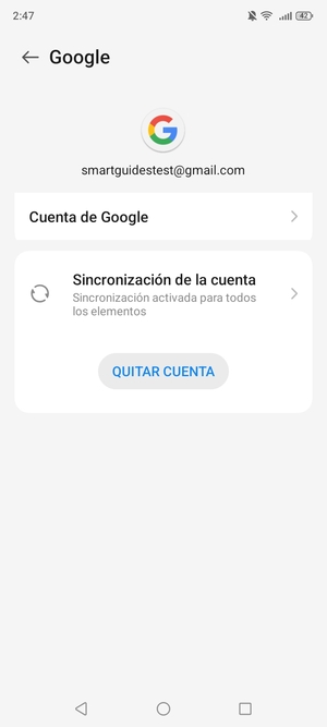 Seleccione Sincronización de la cuenta