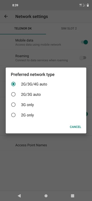 Select your preferred option