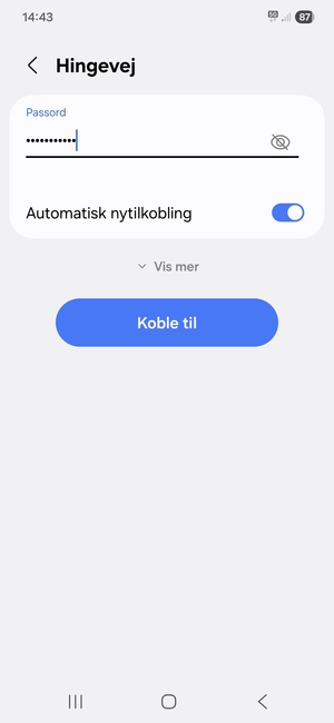 Skriv inn Wi-Fi-passord og velg Koble til