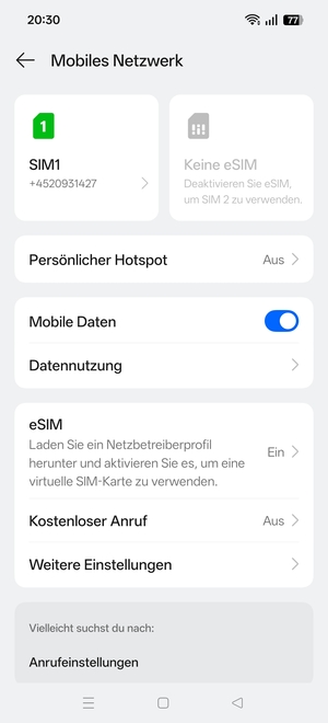 Wählen Sie eSIM