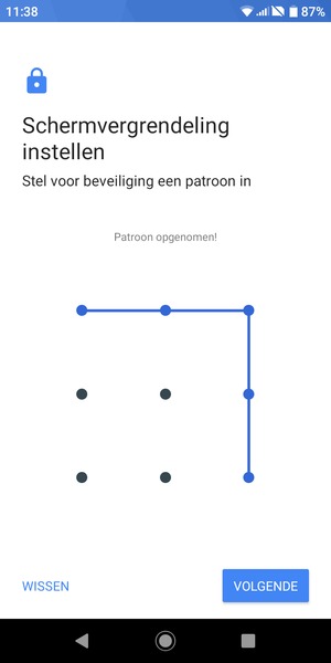 Teken een ontgrendelingspatroon en selecteer VOLGENDE